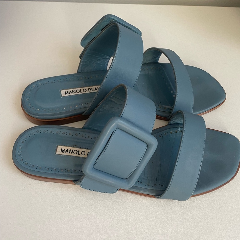 Manolo Blahnik Tituba Leather Buckle Sandals size 37